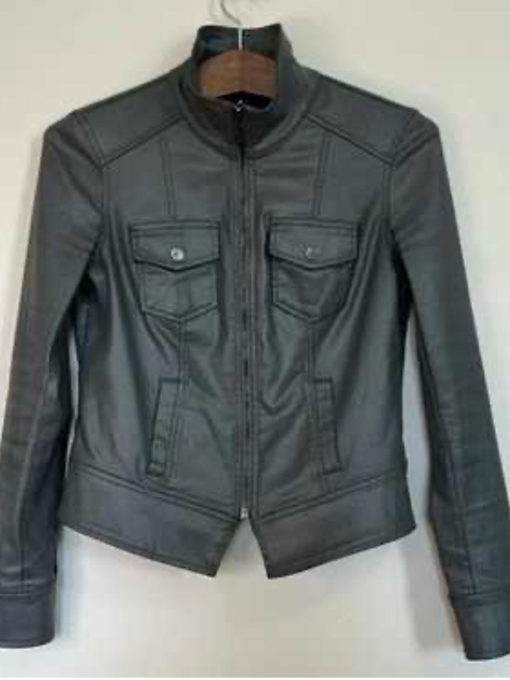 White House Black Market faux leather utility jacket